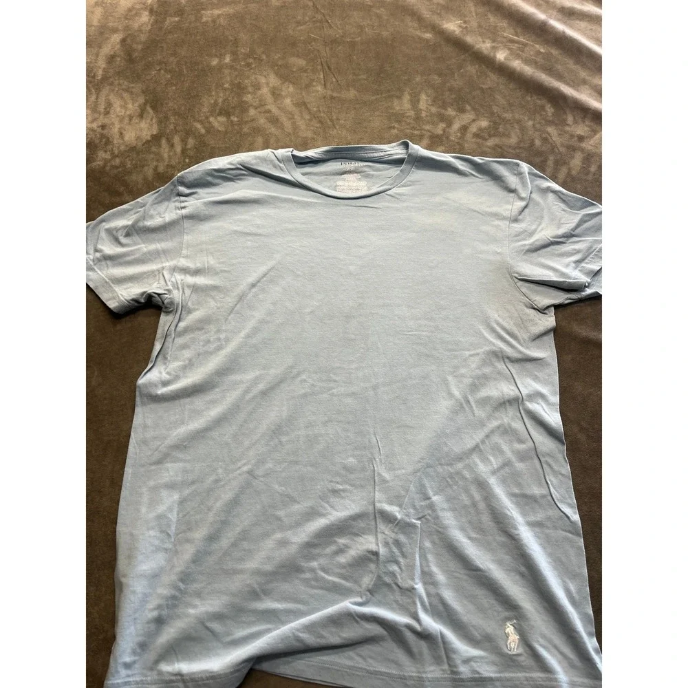 Polo Ralph Lauren Mens Classic Fit Crew Neck T-Shirt Light Blue‎ Large Pony Logo